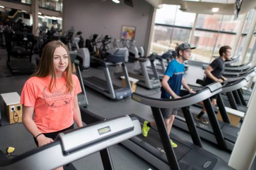 Students Using Treadmills in Recreation Center